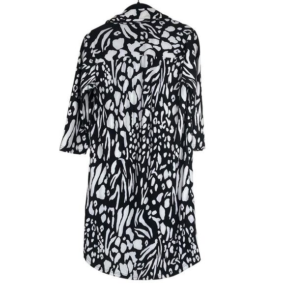 Mlle‎ Gabrielle Dress Black White Size S Shift 3/4 Sleeve - Picture 1 of 6